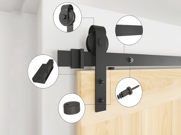 Kit Porta De Correr Roldana Aparente Preto Aço Trilho 2m Cerrata